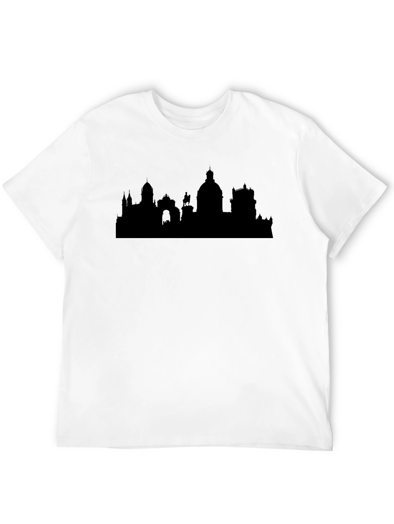 Black T-Shirt - City Skyline Silhouette Design