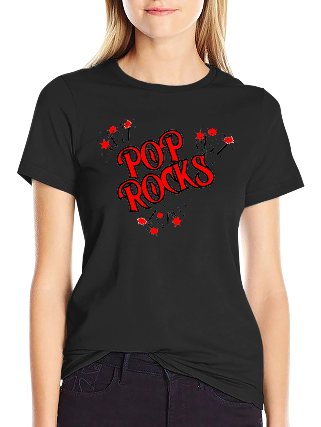Pop Rocks Graphic Tee - Black Cotton Comfort