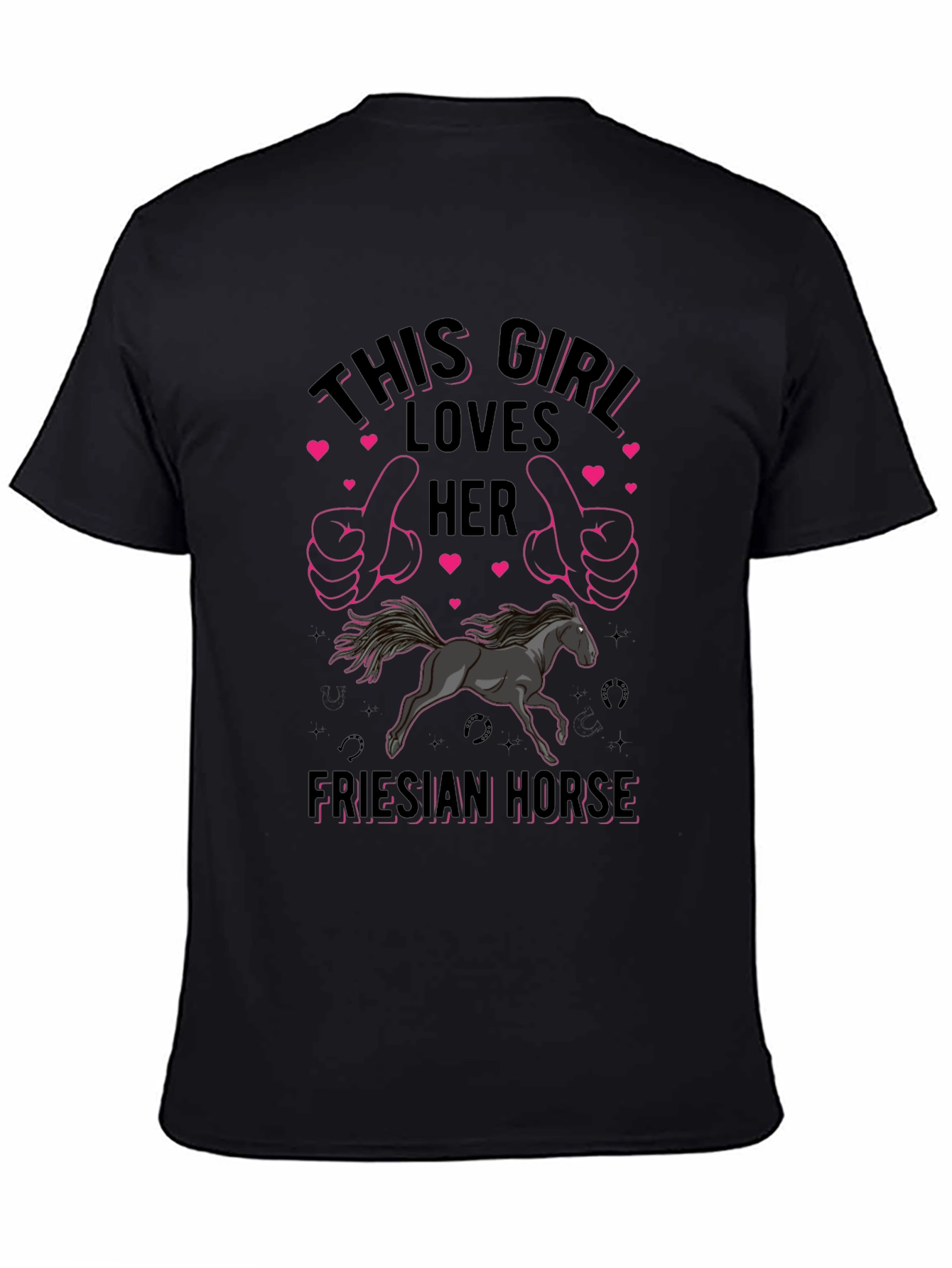 Girl Loves Her Friesian Horse Graphic Tee