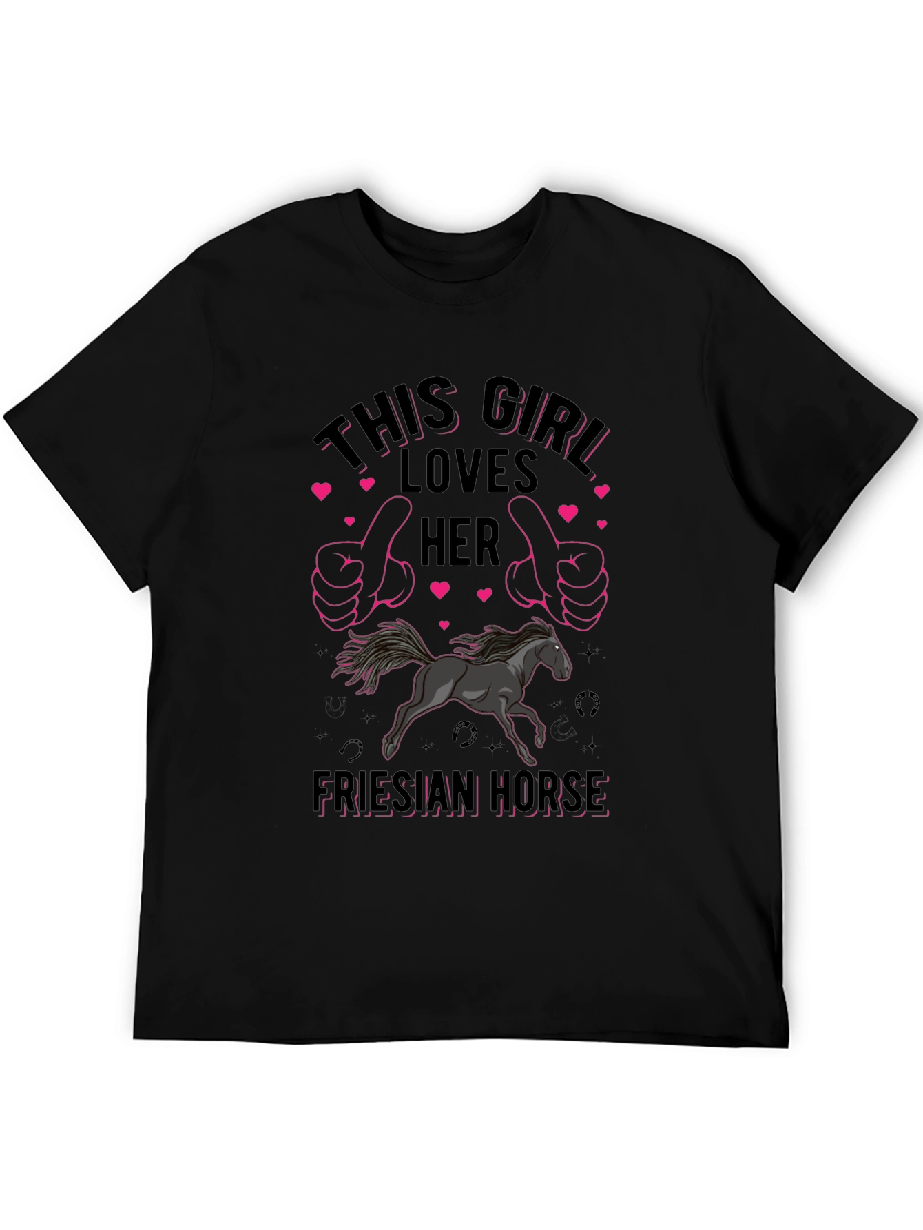 Girl Loves Her Friesian Horse Graphic Tee