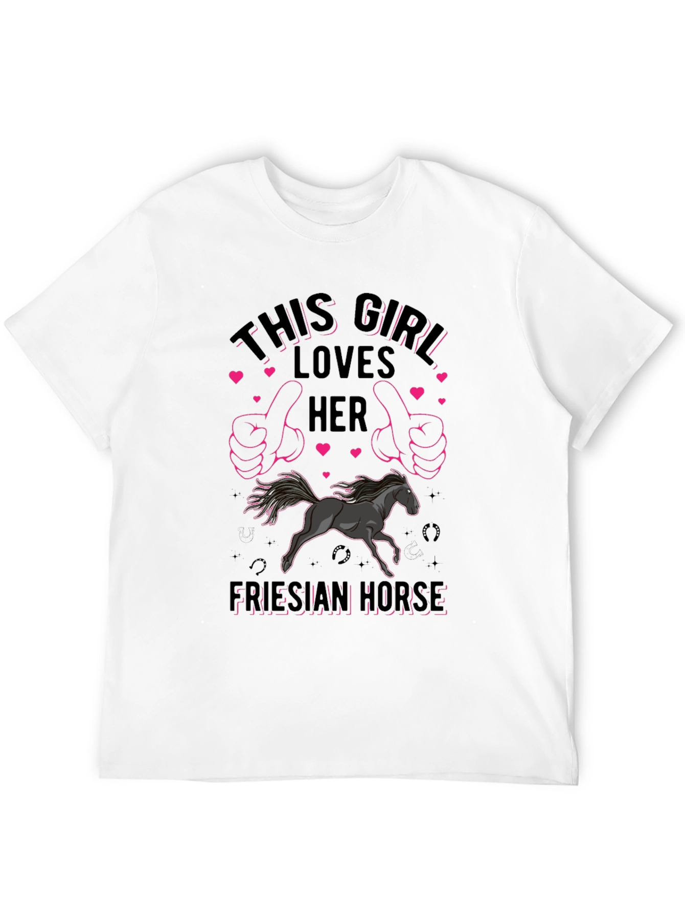 Girl Loves Her Friesian Horse Graphic Tee