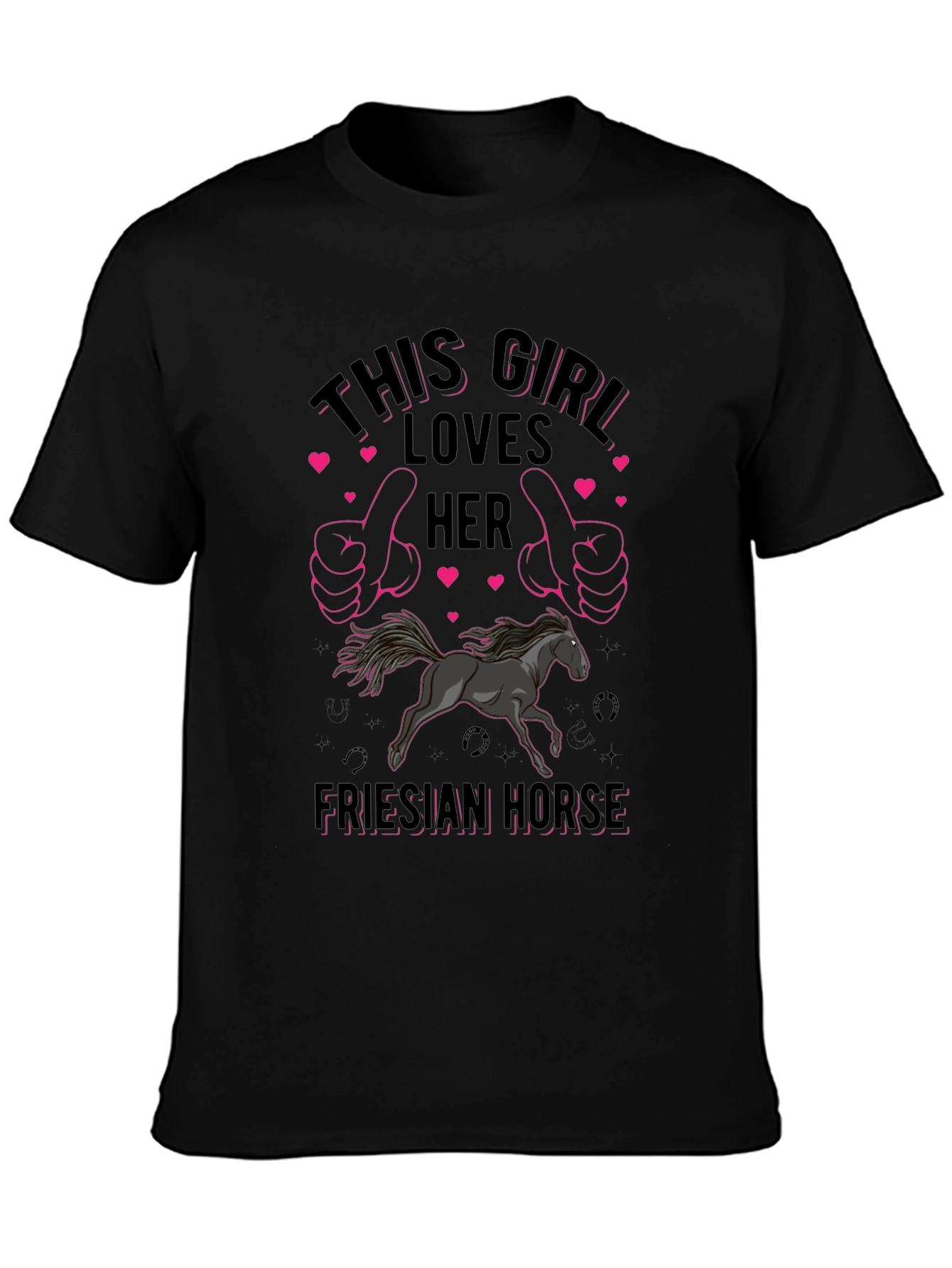 Girl Loves Her Friesian Horse Graphic Tee