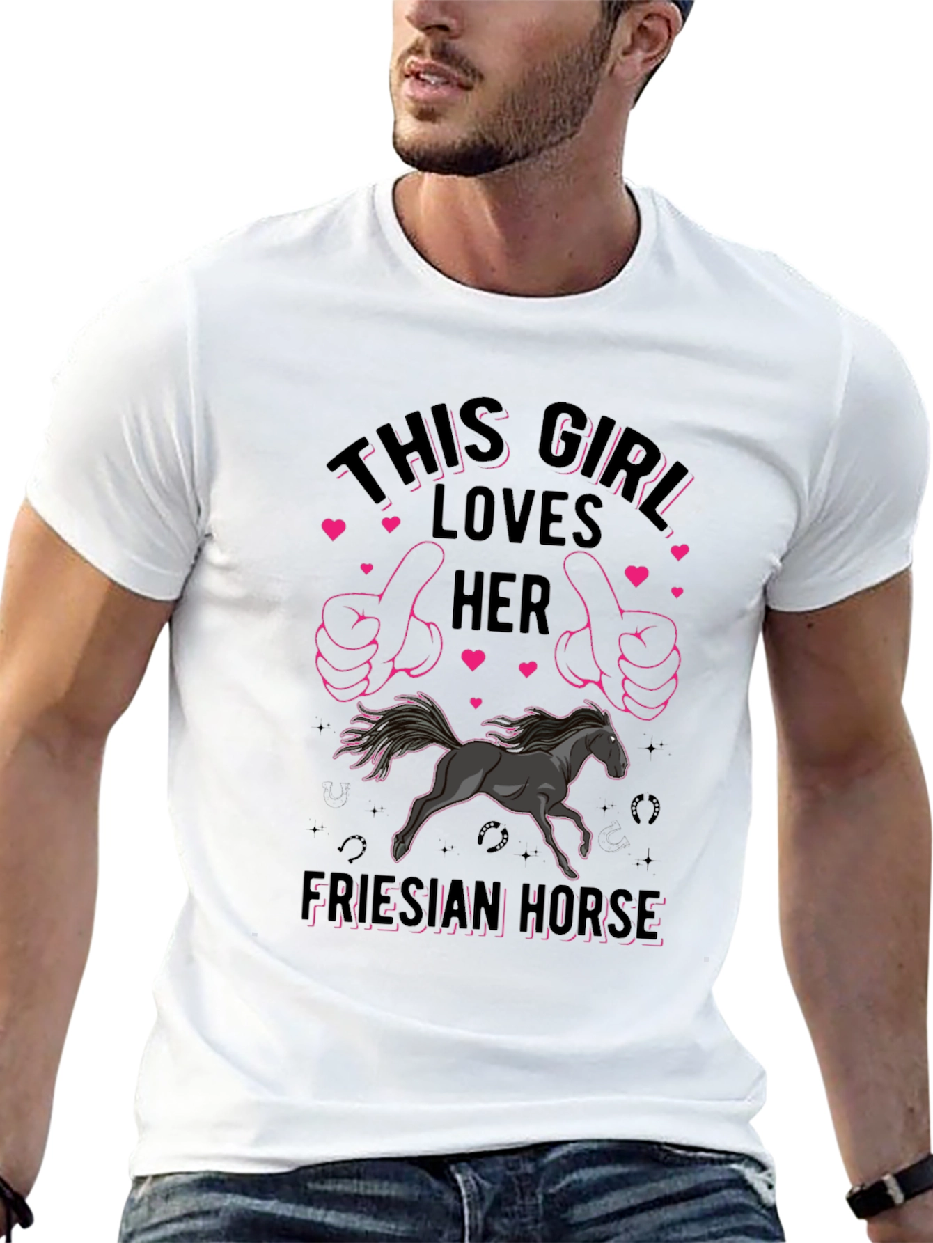Girl Loves Her Friesian Horse Graphic Tee