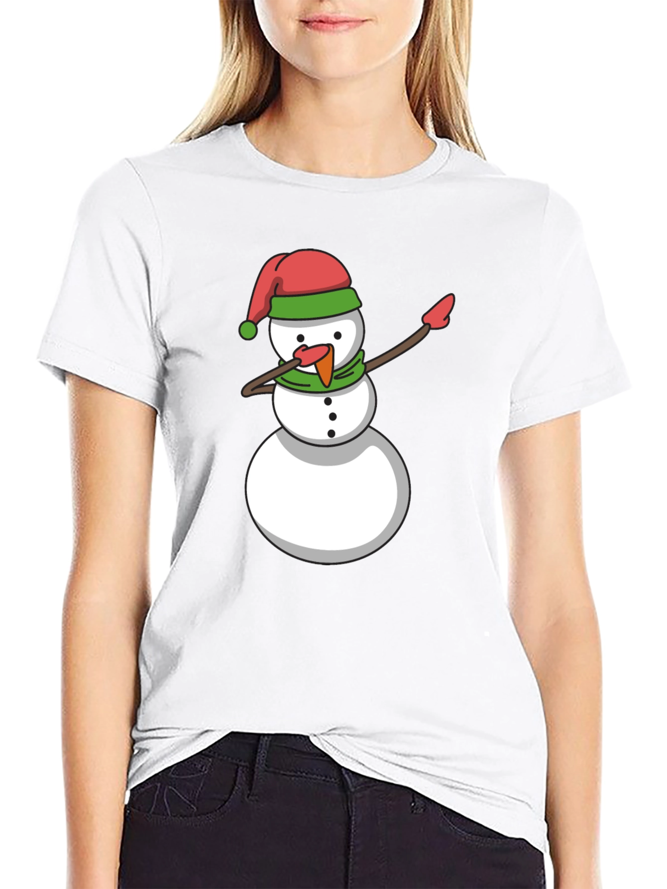 Dabbing Snowman Holiday Tee - Black