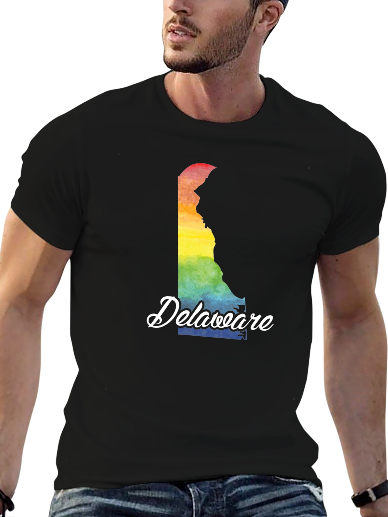 Delaware Pride Rainbow Map T-Shirt
