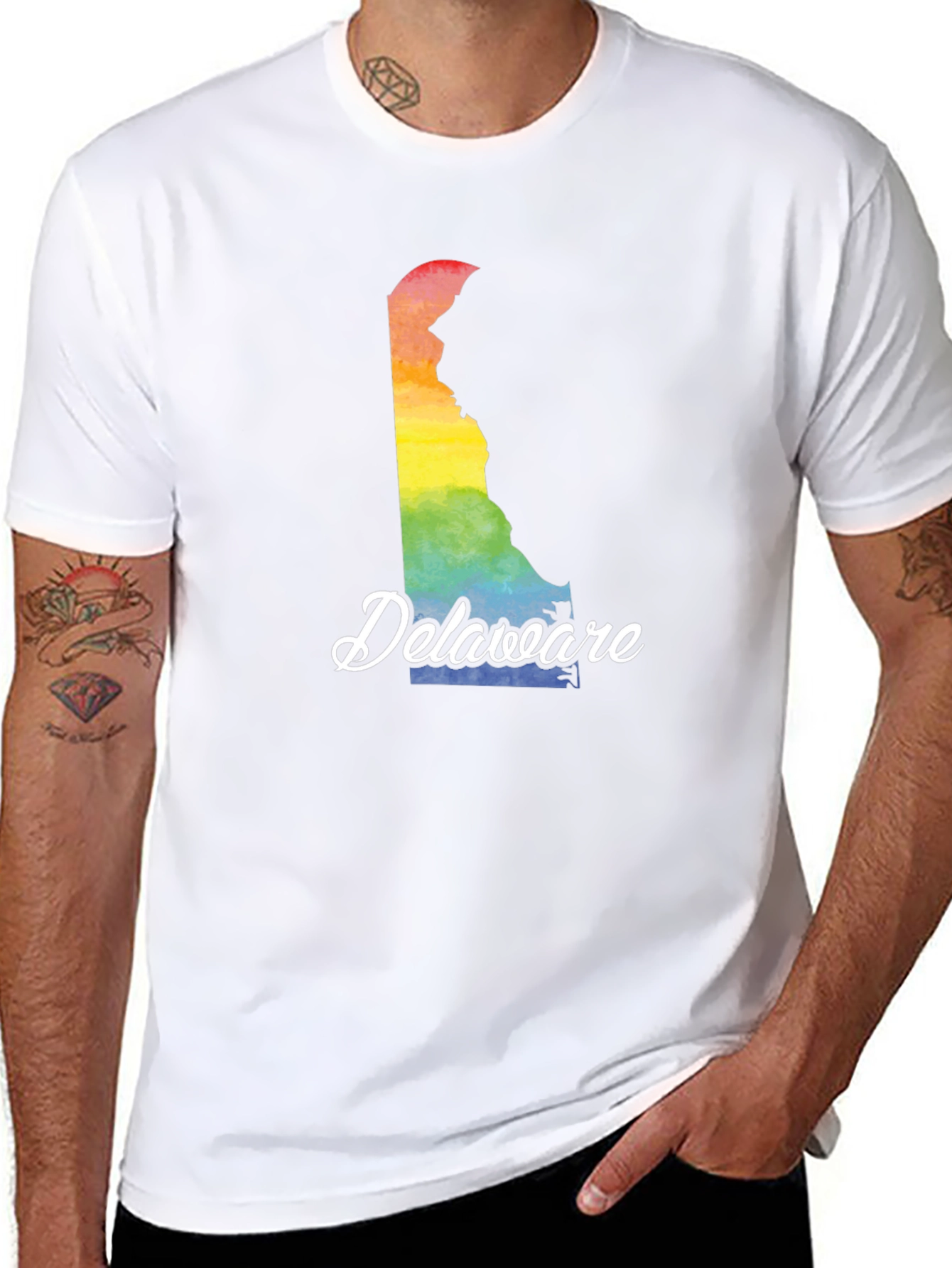 Delaware Pride Rainbow Map T-Shirt