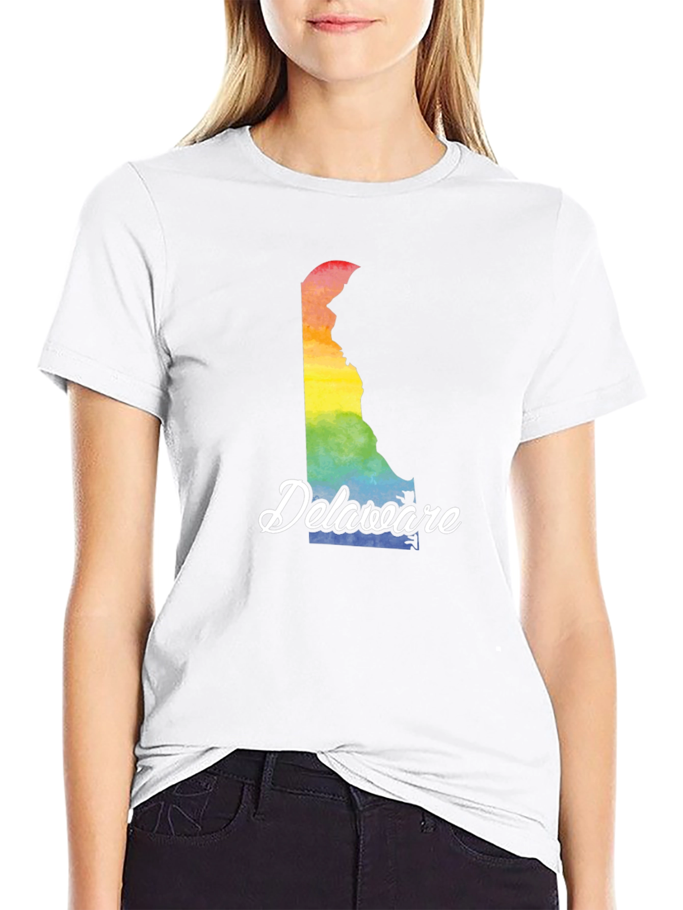 Delaware Pride Rainbow Map T-Shirt