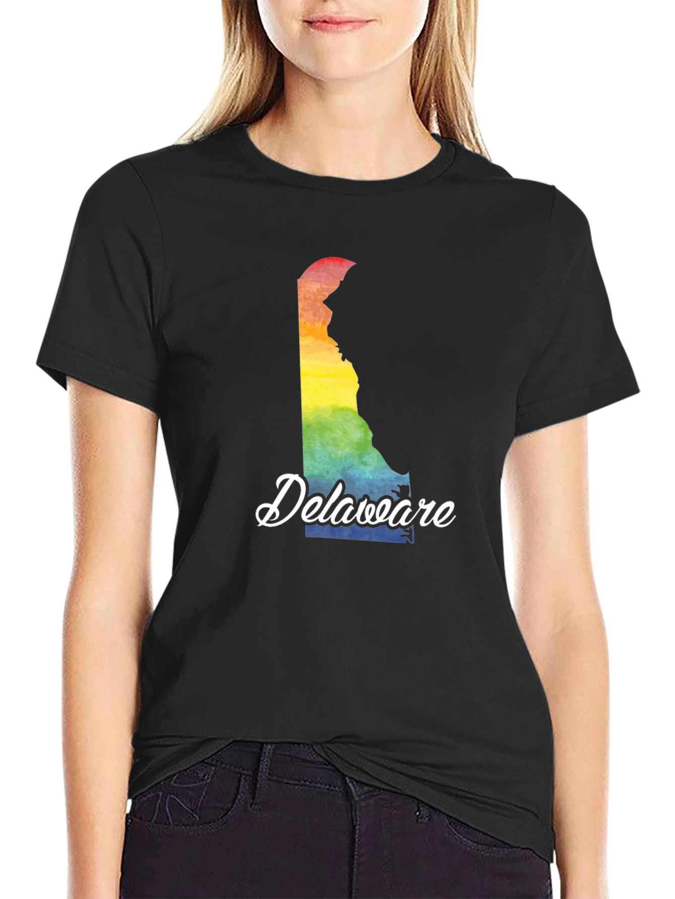 Delaware Pride Rainbow Map T-Shirt