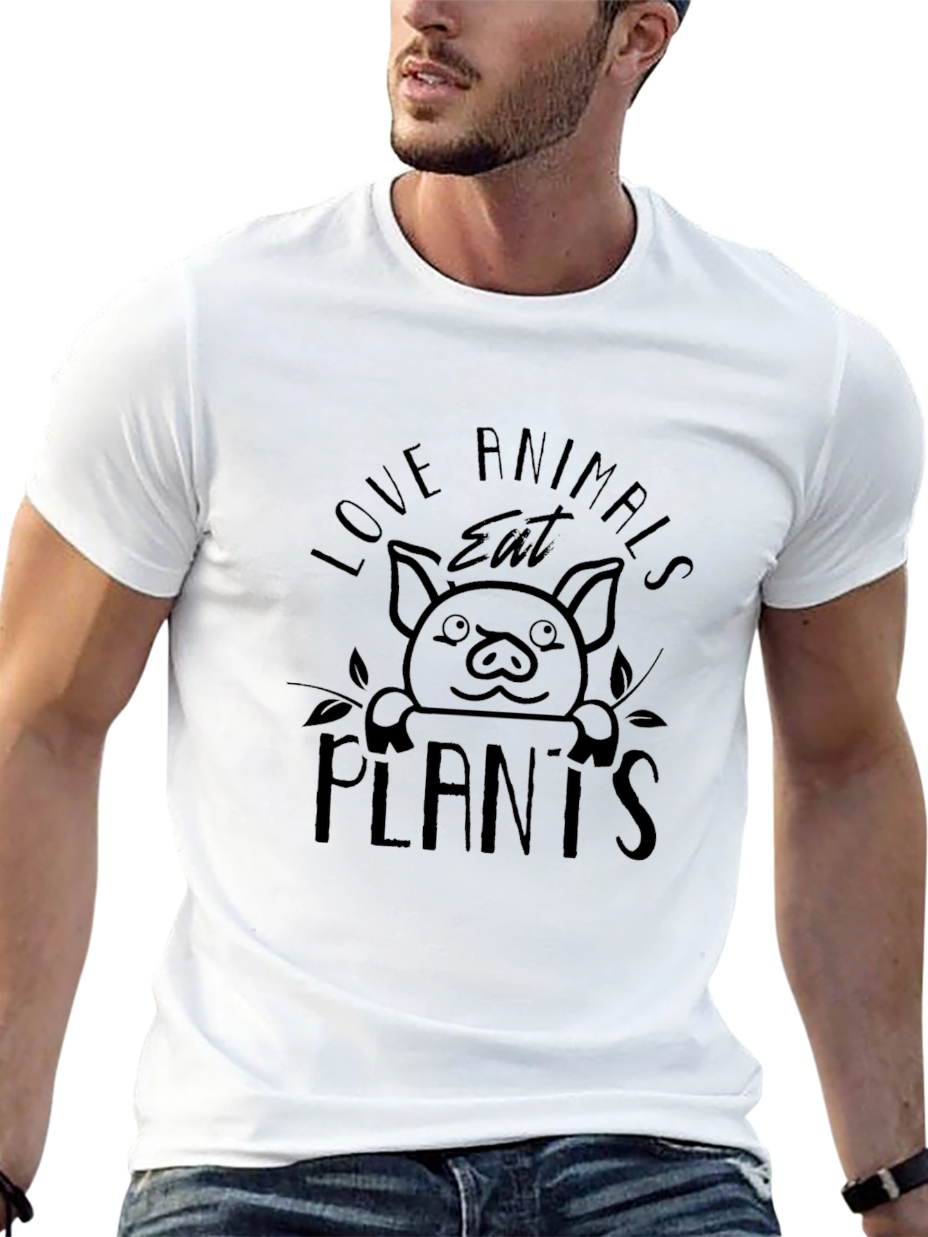 Love Animals Eat Plants Black Graphic T-Shirt