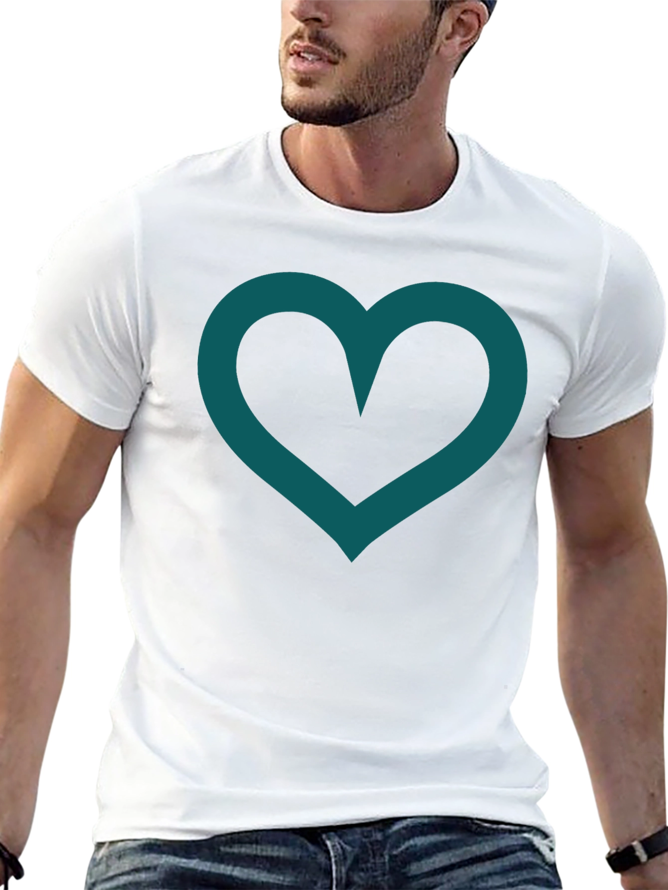 Heart Outline Black T-Shirt Casual