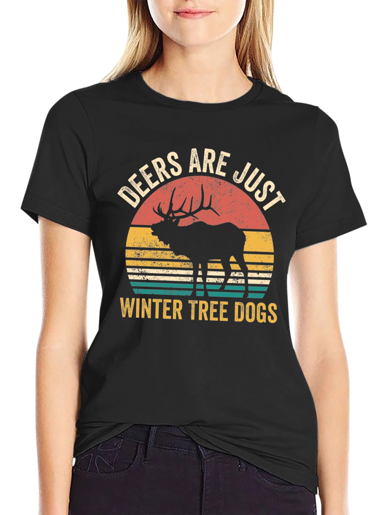 Deers Are Just Winter Tree Dogs Graphic T-Shirt