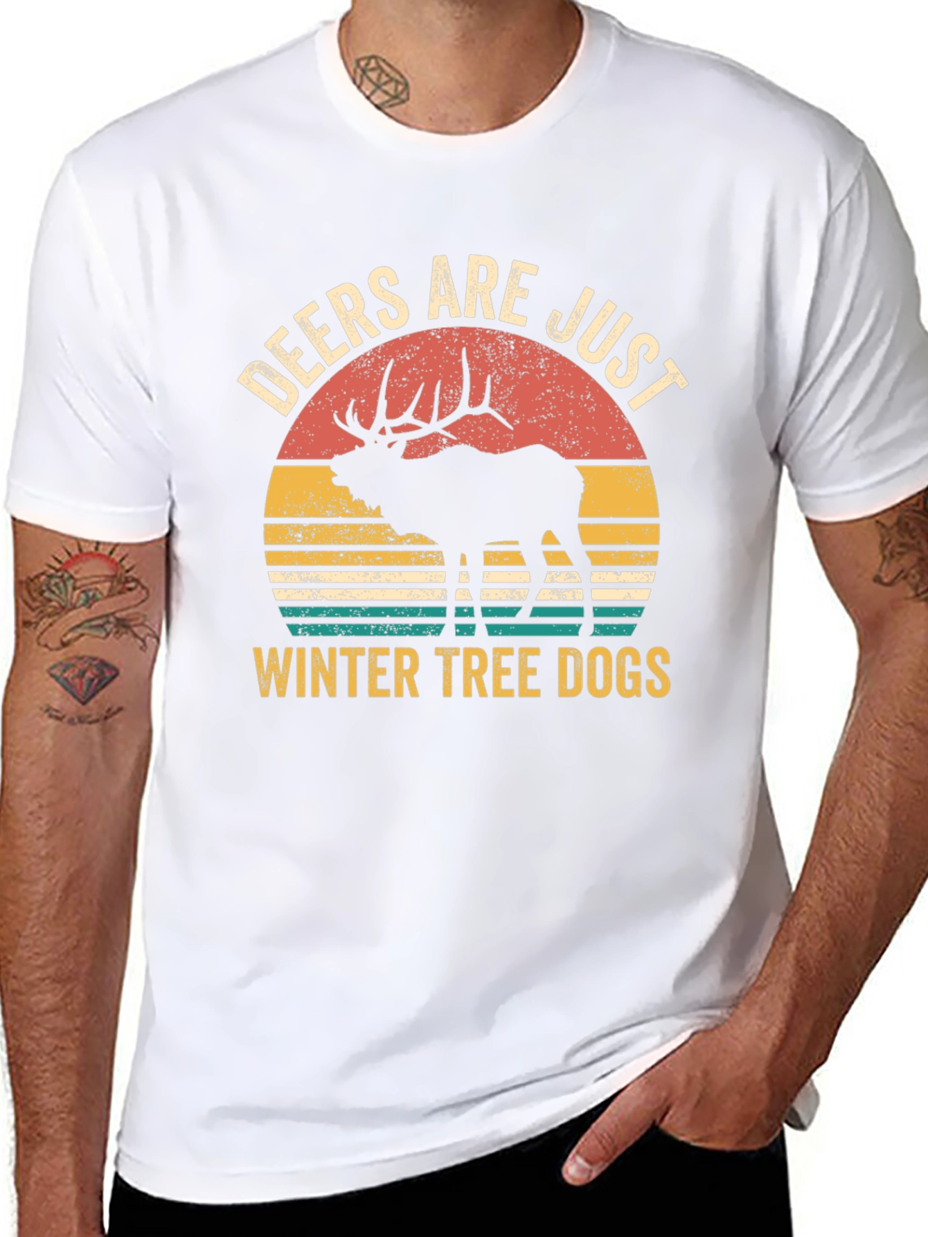 Deers Are Just Winter Tree Dogs Graphic T-Shirt
