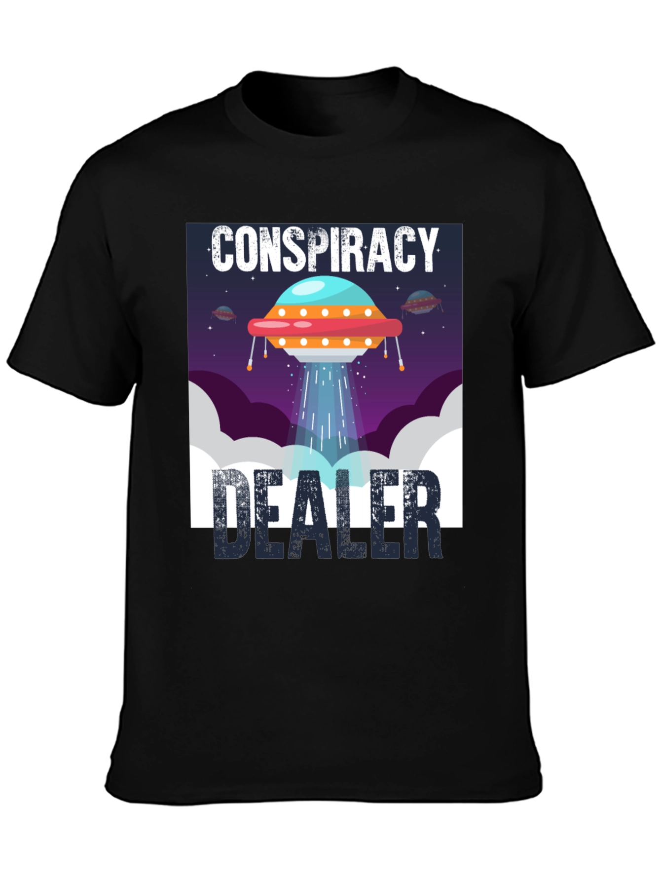 Conspiracy Dealer UFO Graphic Tee - Black Cotton T-Shirt