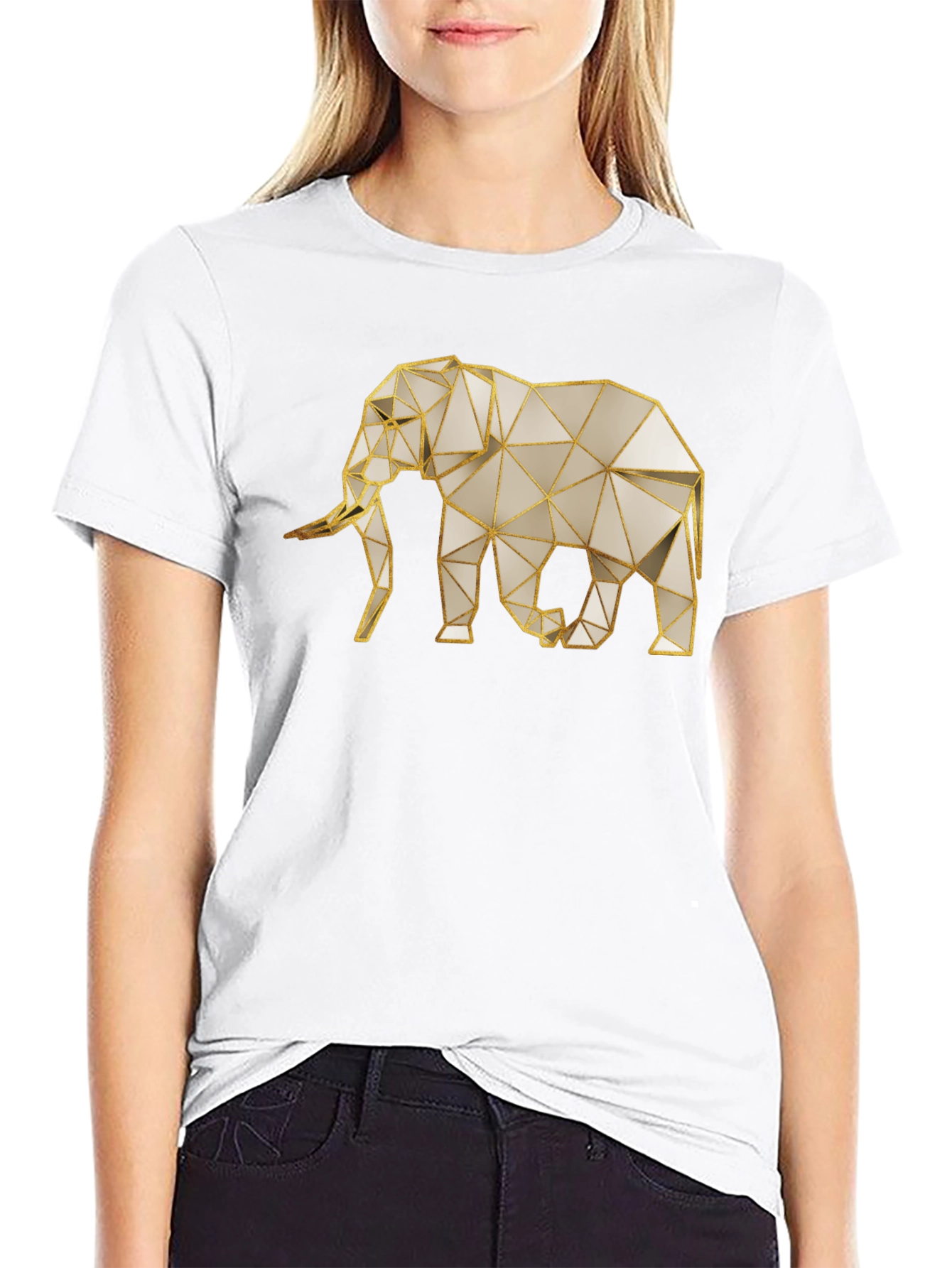 Geometric Elephant Graphic Tee - Modern Animal Print Shirt