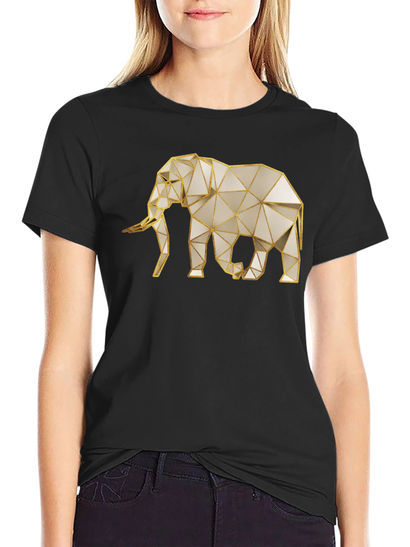 Geometric Elephant Graphic Tee - Modern Animal Print Shirt