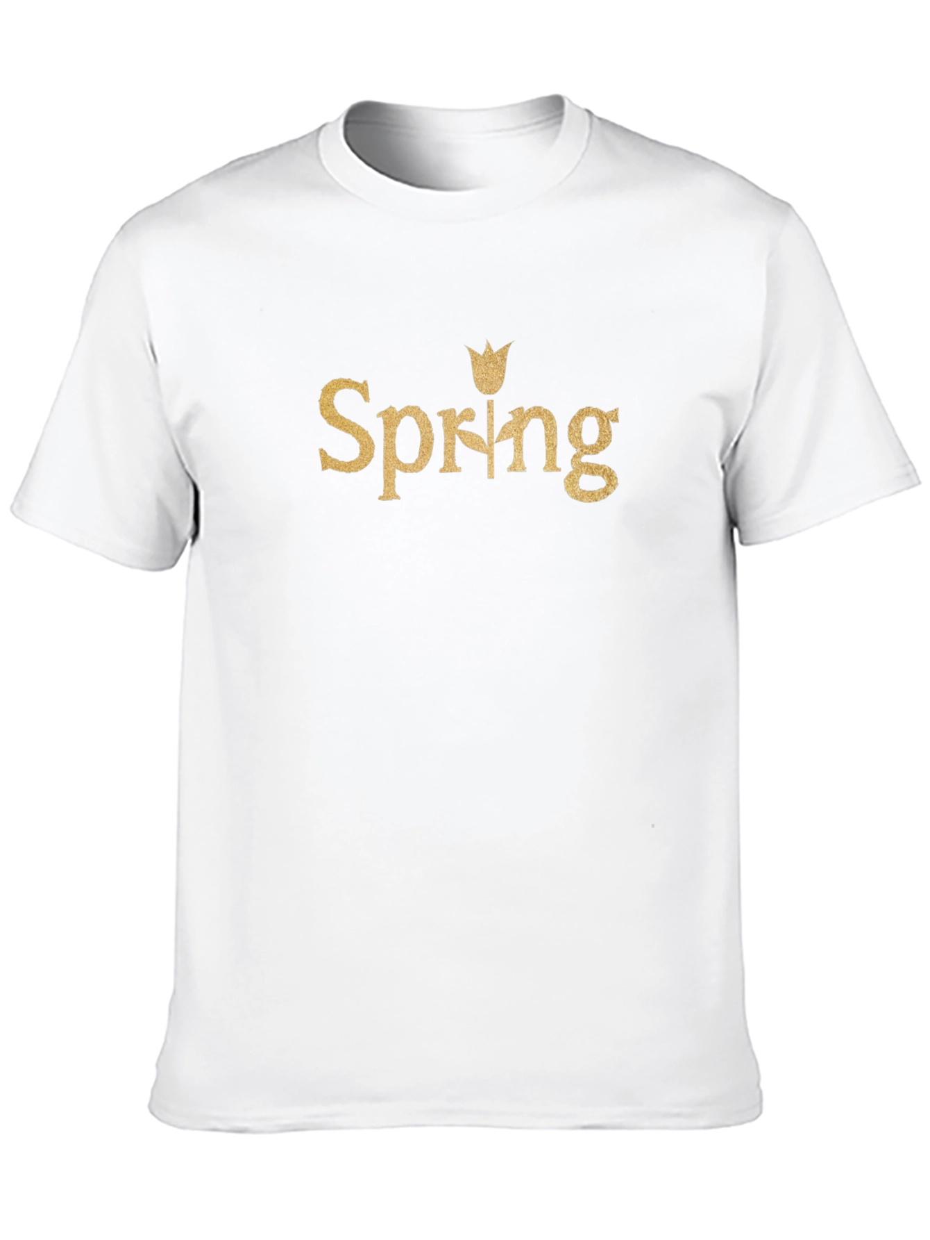 Spring Tulip Graphic Tee - Black Cotton Casual T-Shirt