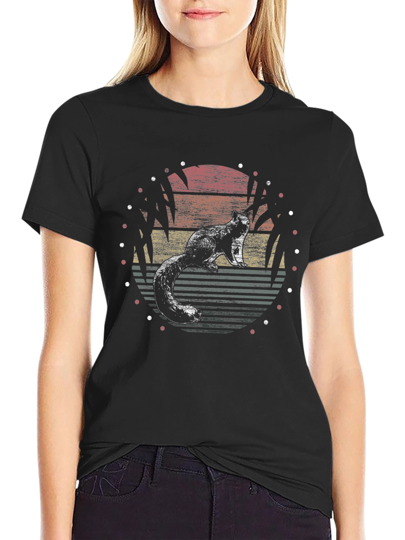 Retro Squirrel Sunset Graphic T-Shirt