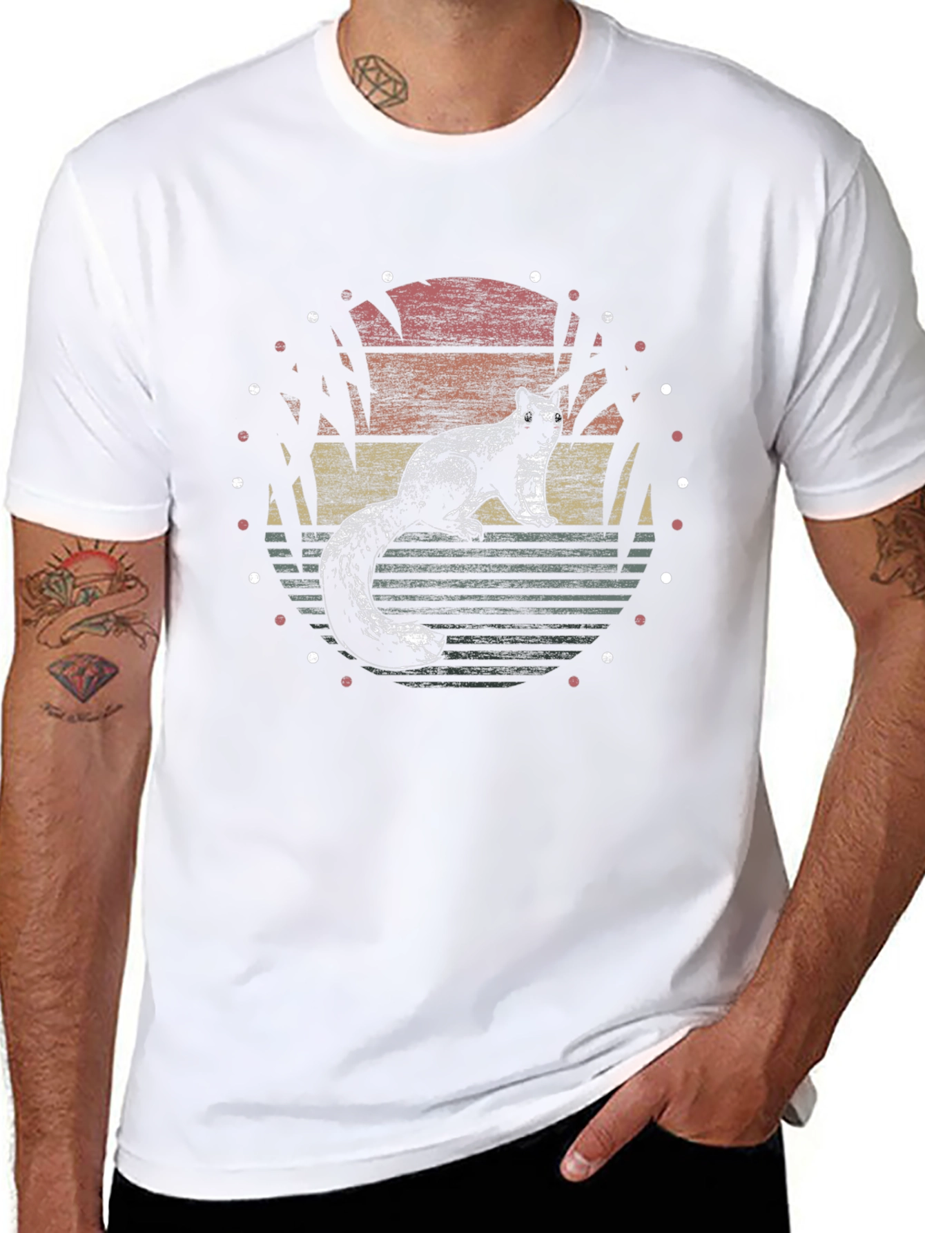 Retro Squirrel Sunset Graphic T-Shirt