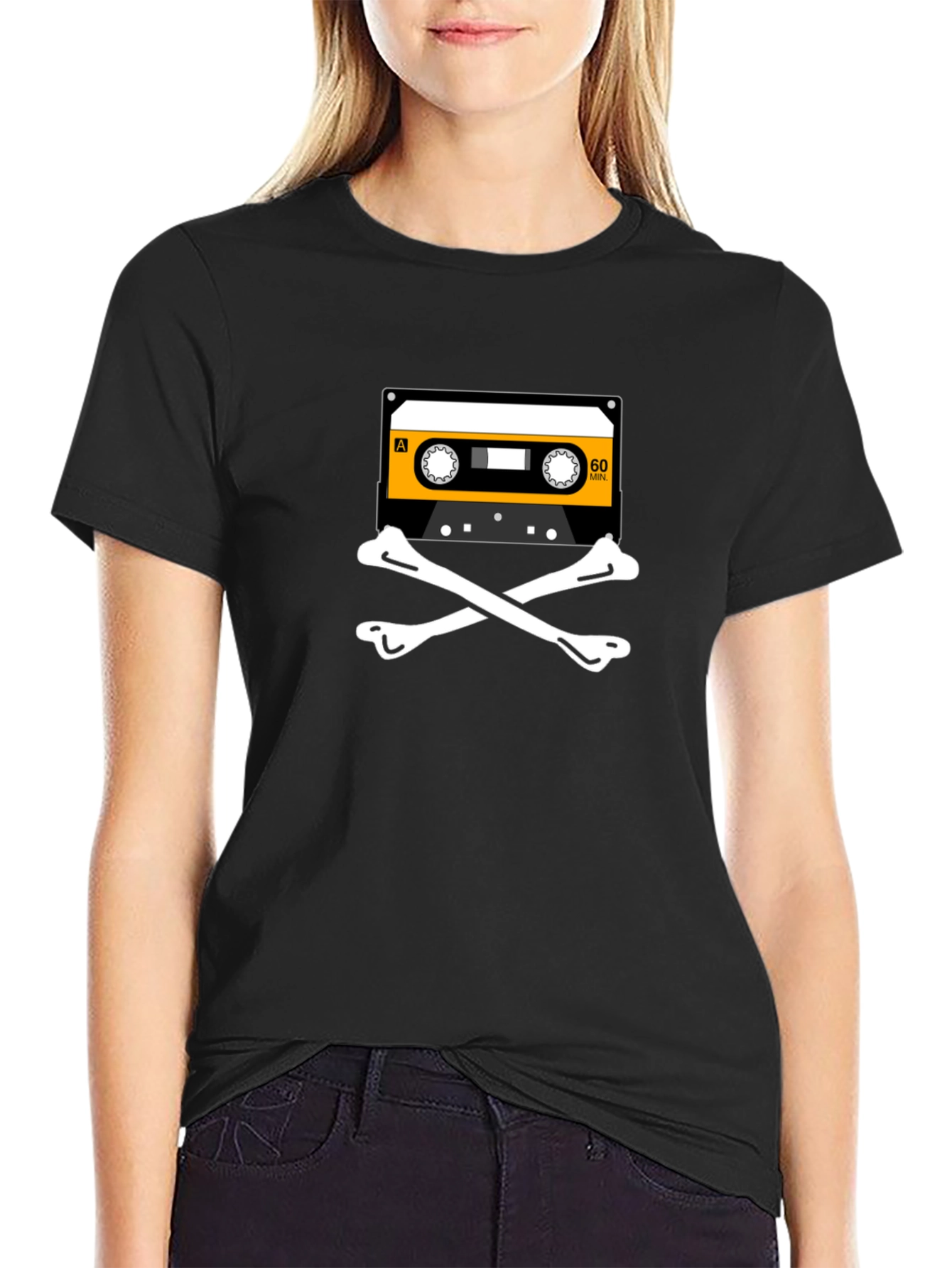 Retro Mixtape Skull T-Shirt - Black