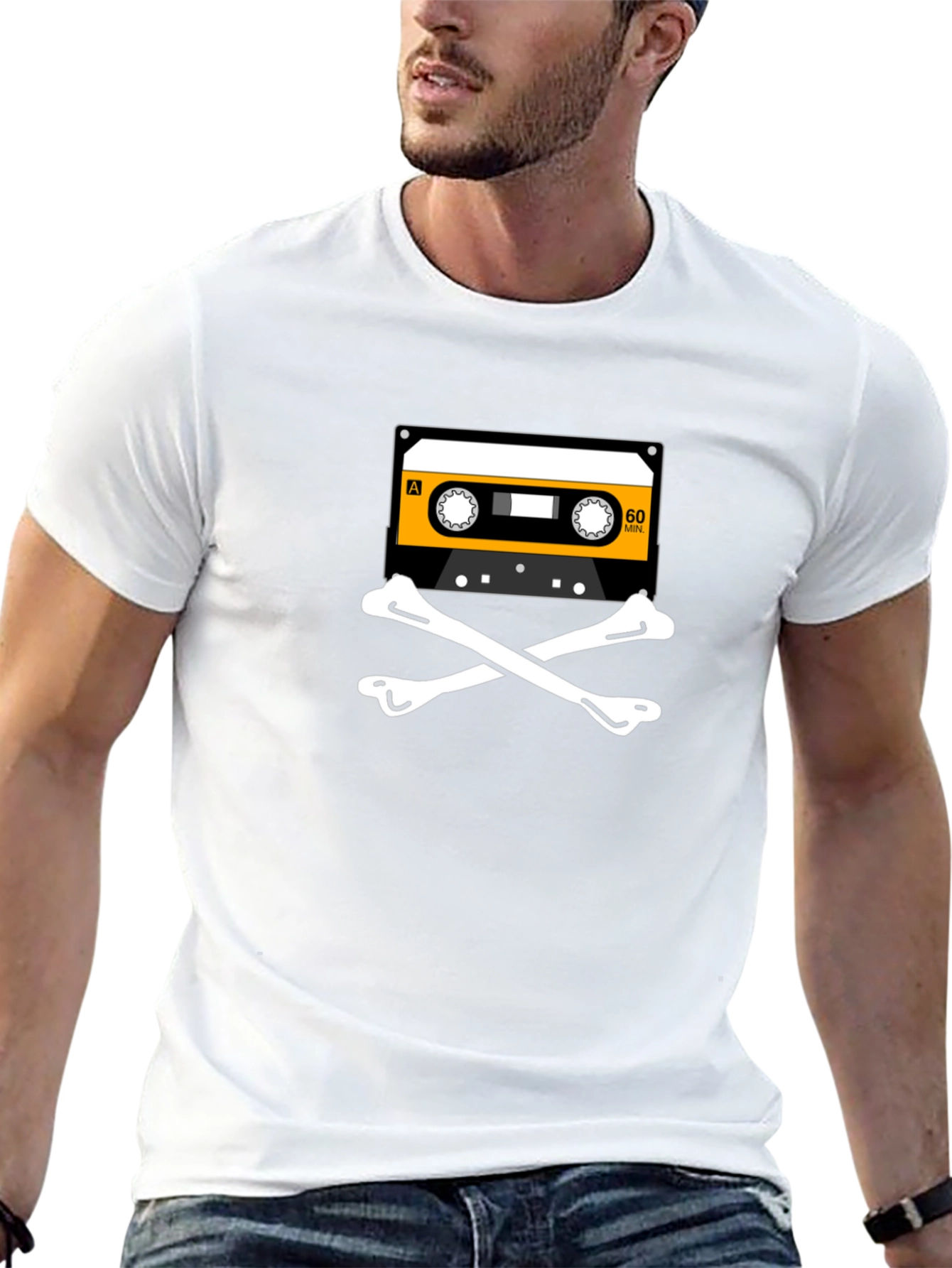 Retro Mixtape Skull T-Shirt - Black