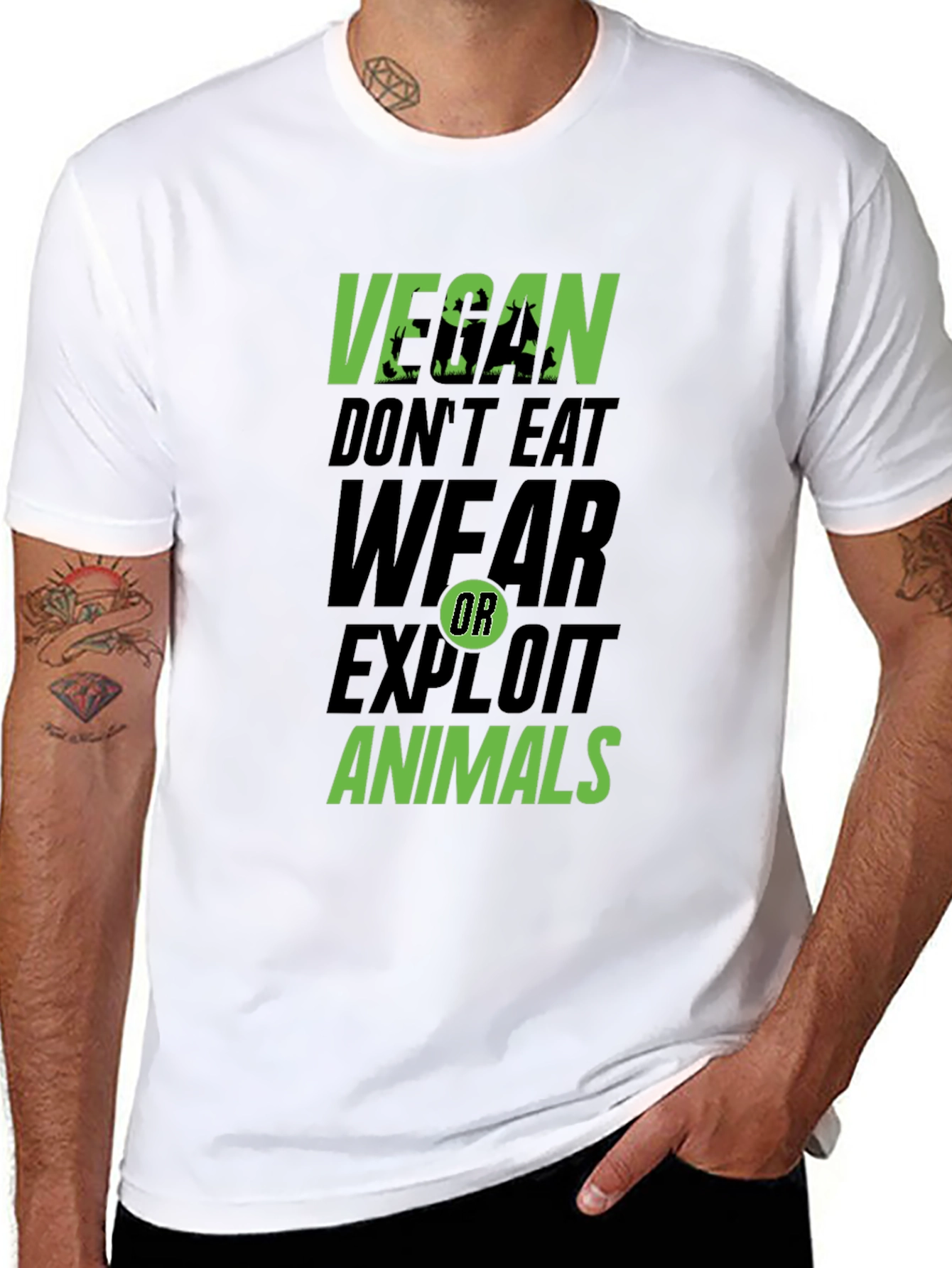 Vegan Dont Eat Wear Exploit Animals Graphic Tee