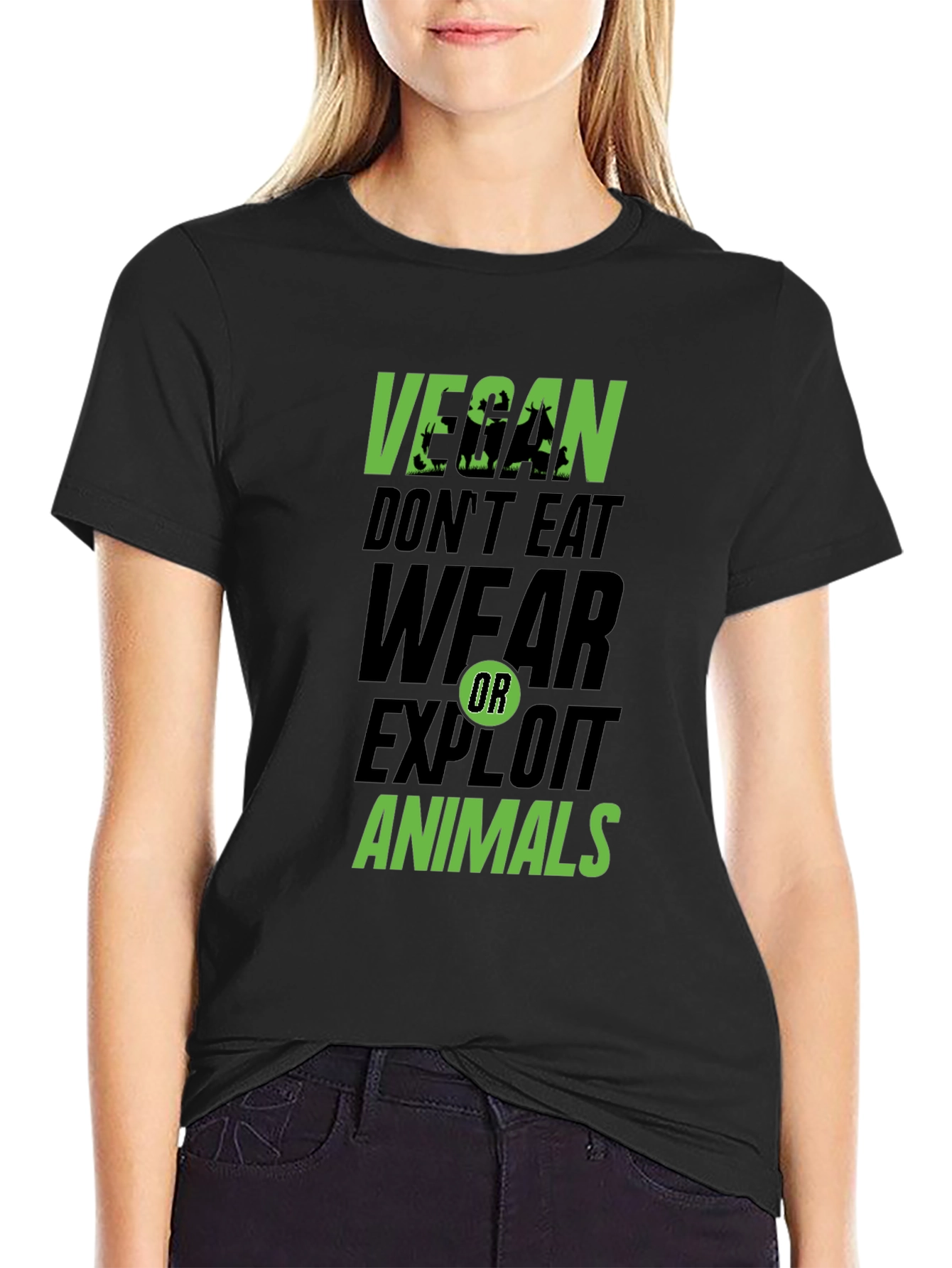 Vegan Dont Eat Wear Exploit Animals Graphic Tee