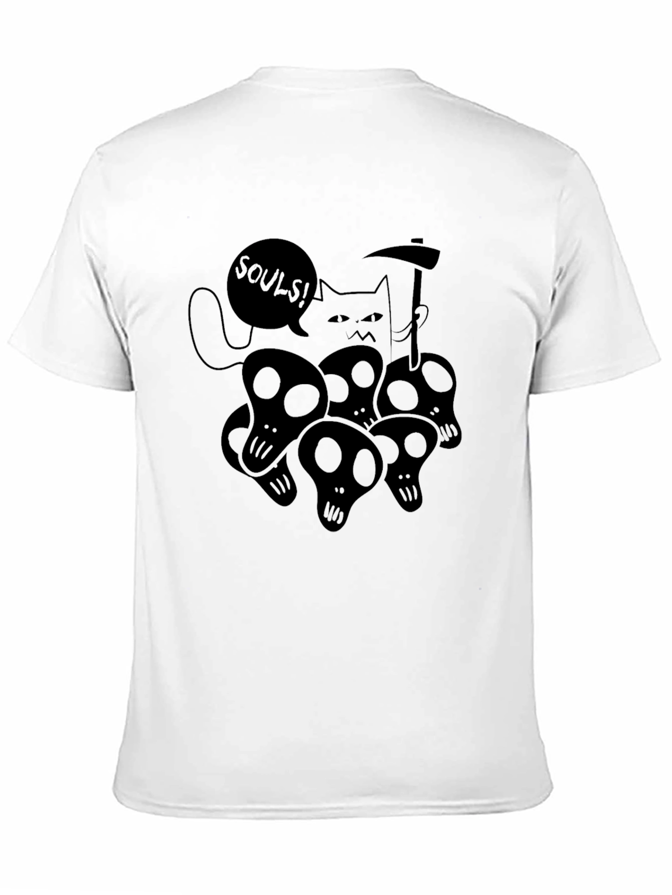 Grim Reaper Cat Graphic Tee - Black Cotton T-Shirt