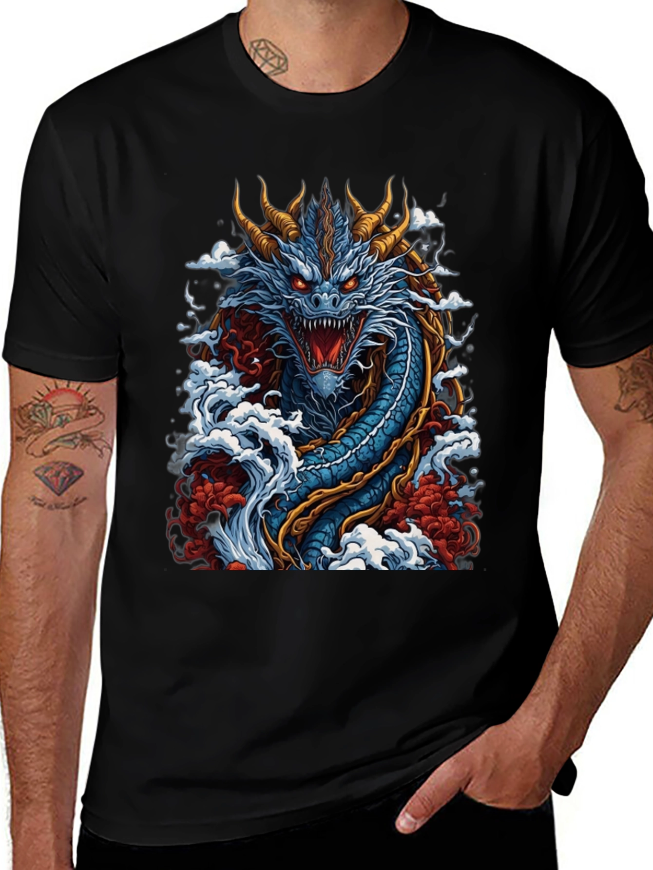 Dragon Graphic T-Shirt - Mens Black Tee