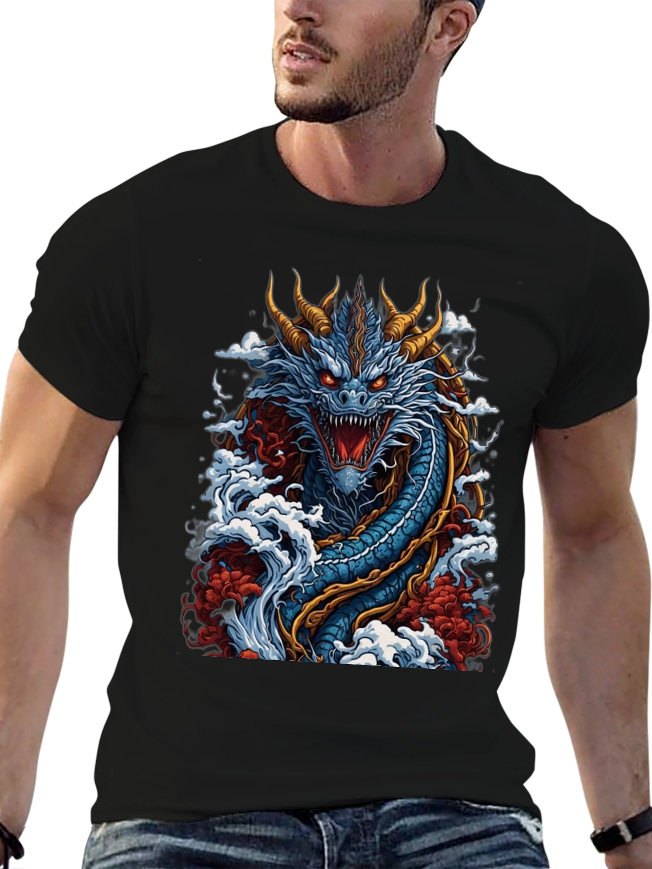 Dragon Graphic T-Shirt - Mens Black Tee
