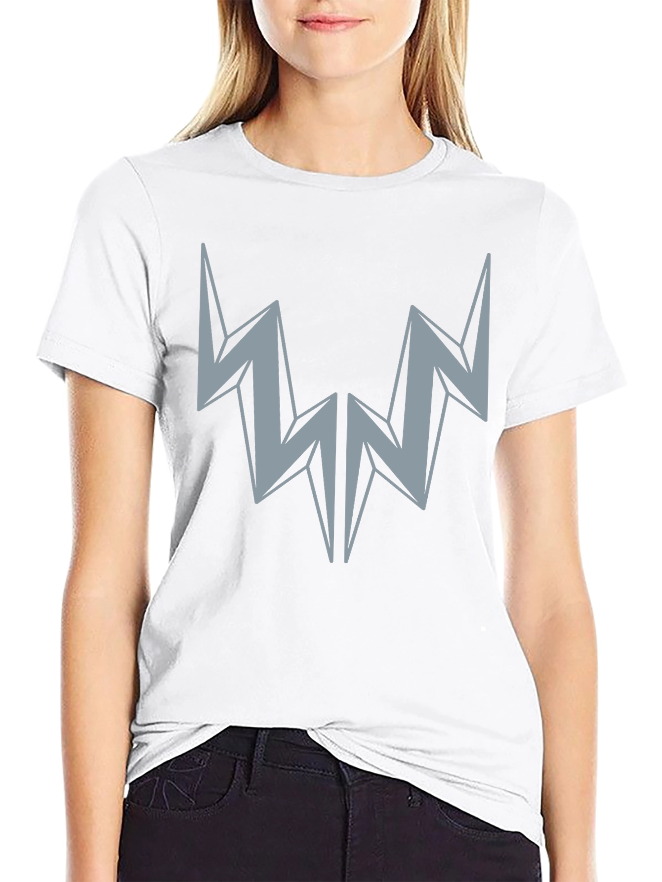 Abstract Lightning Bolt Graphic Tee - Black