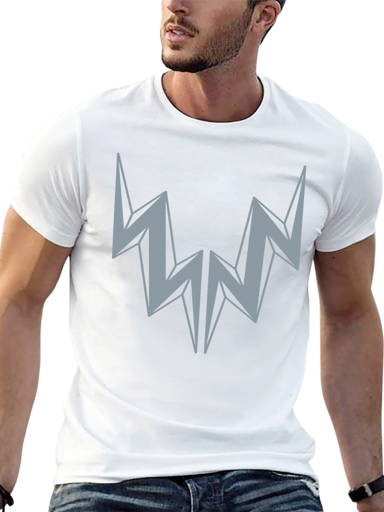Abstract Lightning Bolt Graphic Tee - Black