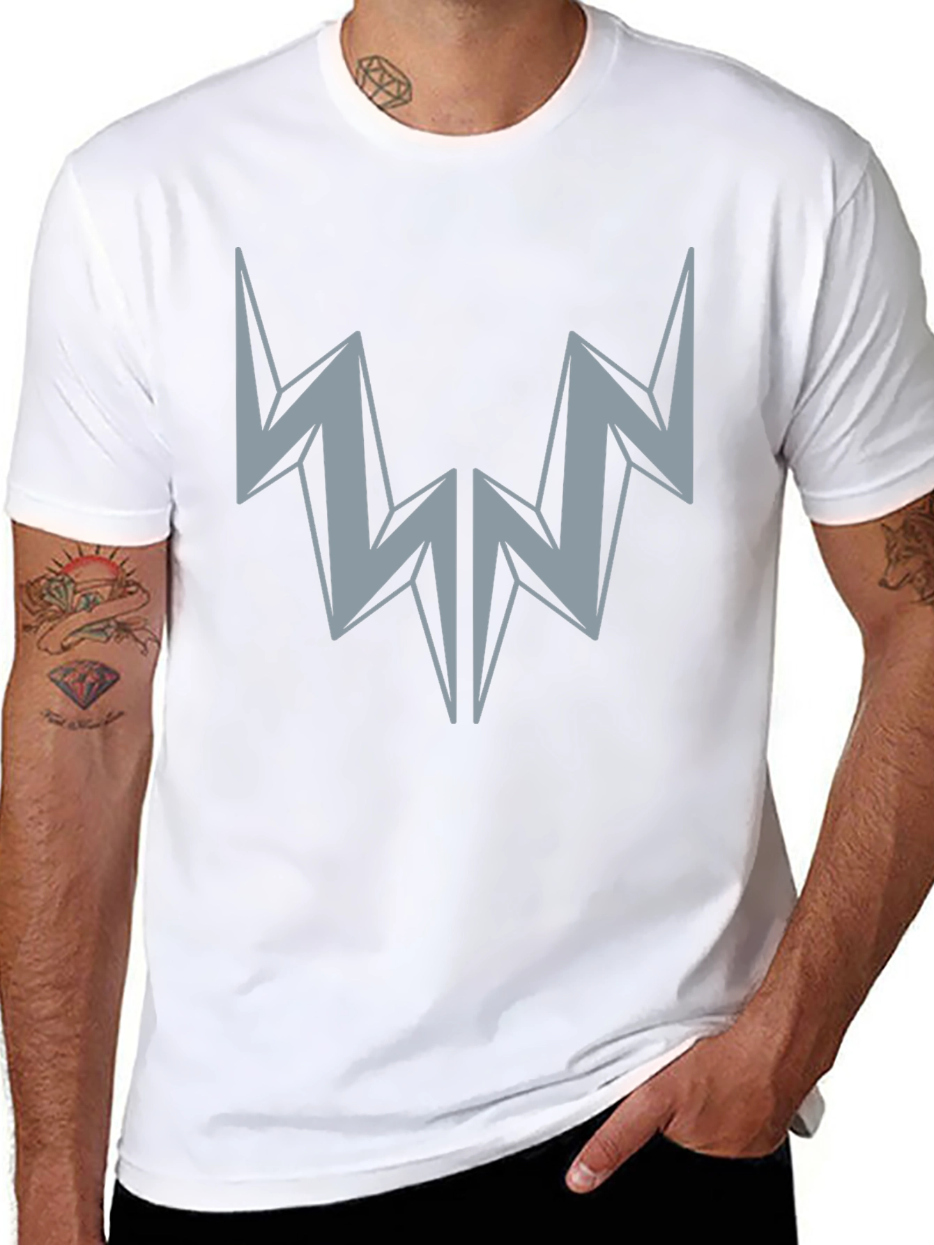 Abstract Lightning Bolt Graphic Tee - Black