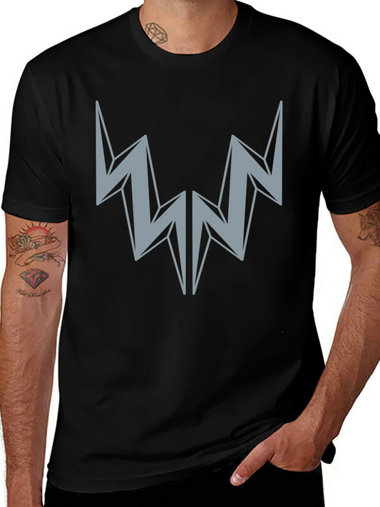 Abstract Lightning Bolt Graphic Tee - Black