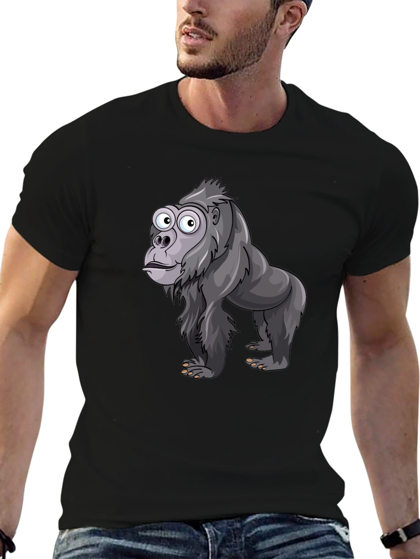 Funny Gorilla Graphic T-Shirt - Black