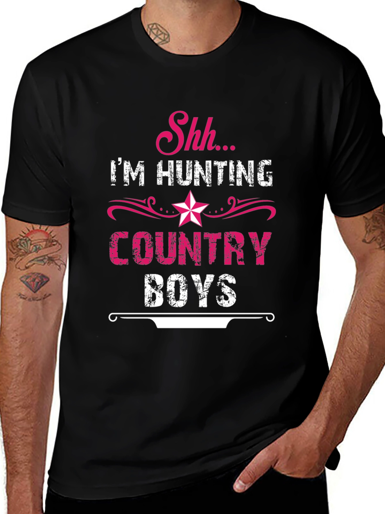 Shh Im Hunting Country Boys Black T-Shirt