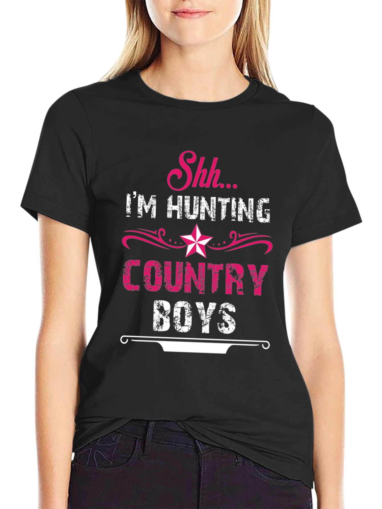 Shh Im Hunting Country Boys Black T-Shirt