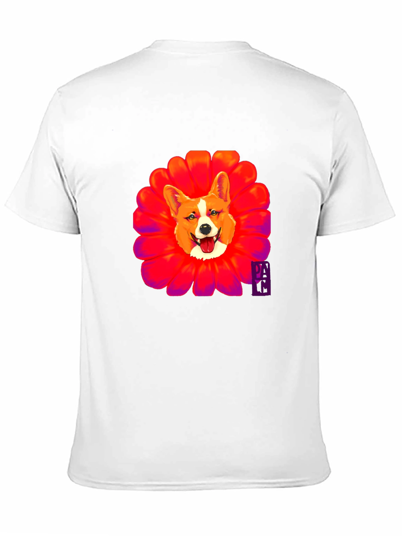 Corgi Flower Graphic Black T-Shirt