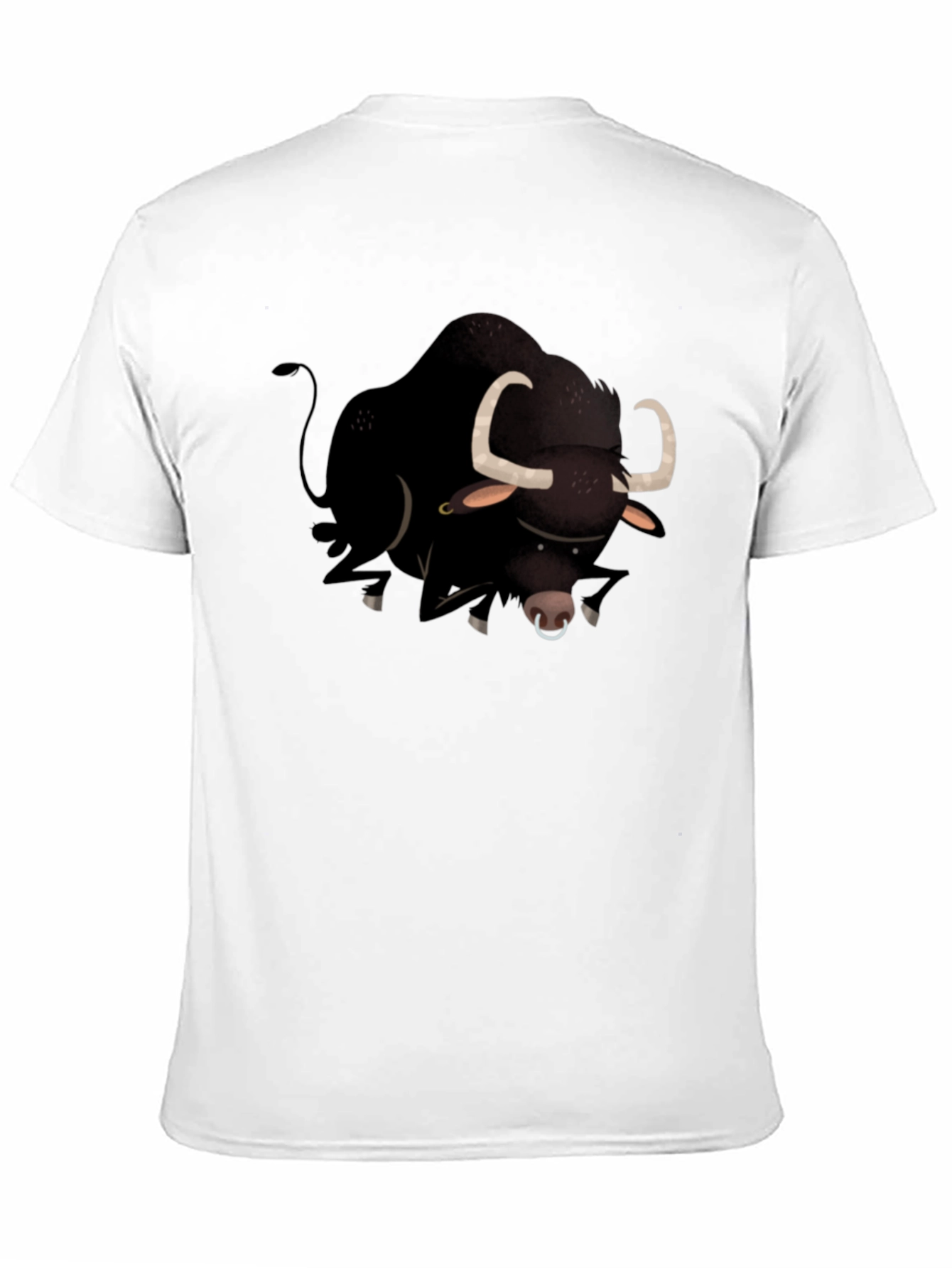 Black Bull Cartoon Graphic T-Shirt for Men
