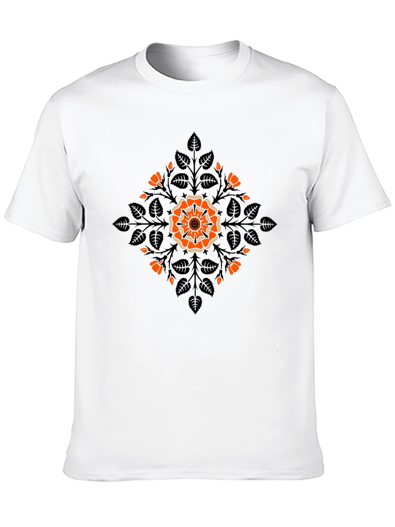 Floral Mandala Graphic Black T-Shirt
