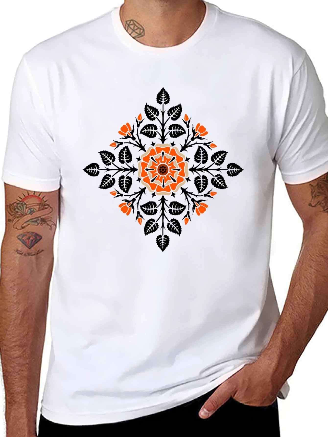 Floral Mandala Graphic Black T-Shirt