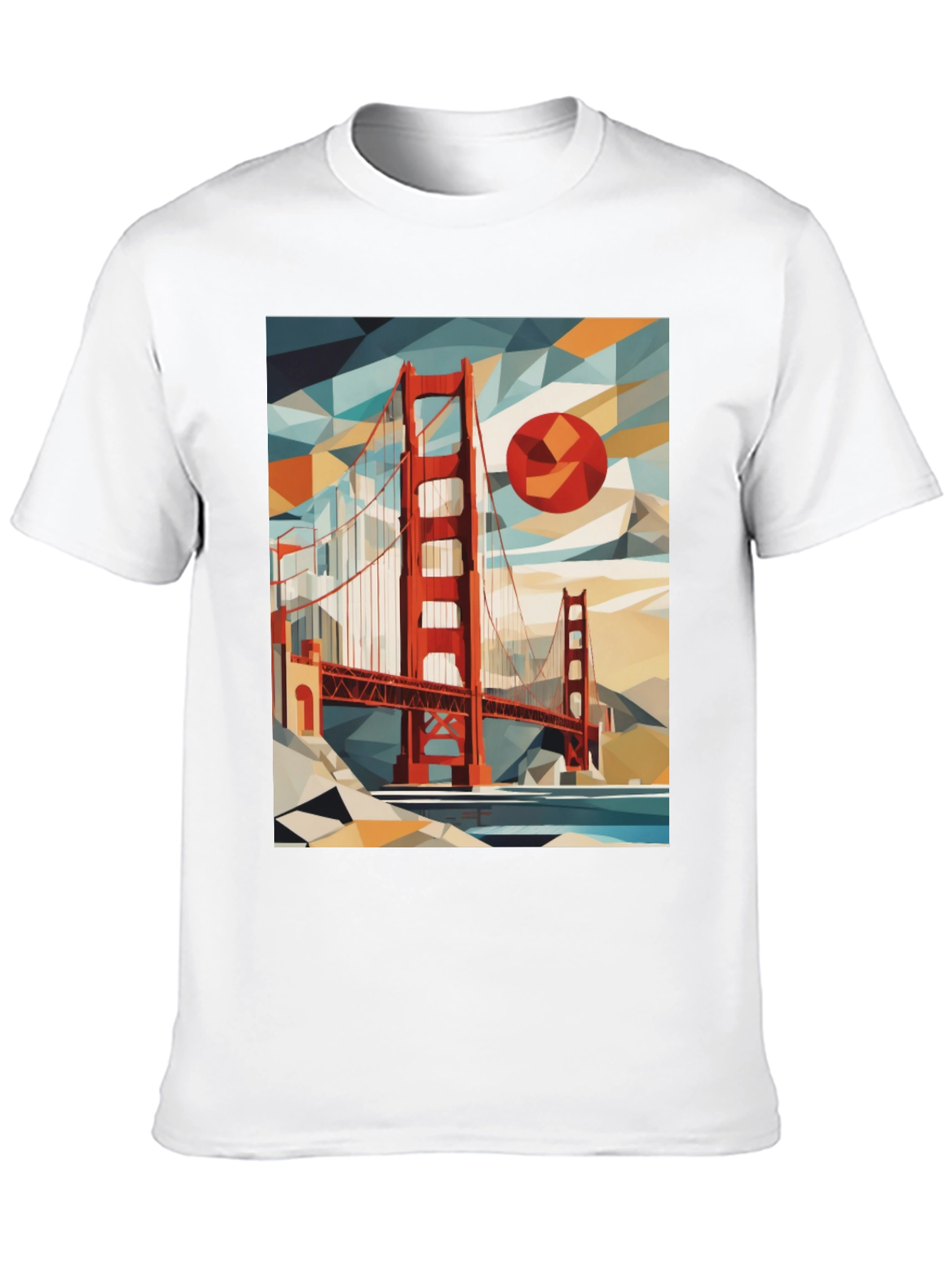 Golden Gate Bridge Geometric Art Black T-Shirt