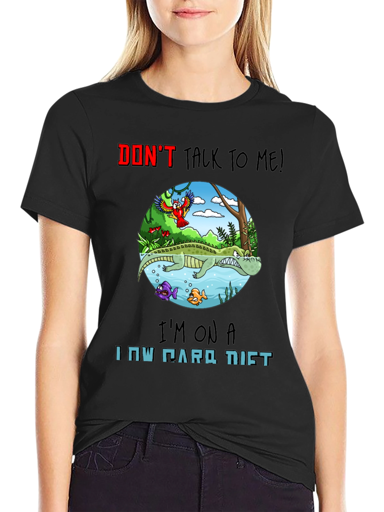 Funny Low Carb Diet Alligator Graphic T-Shirt