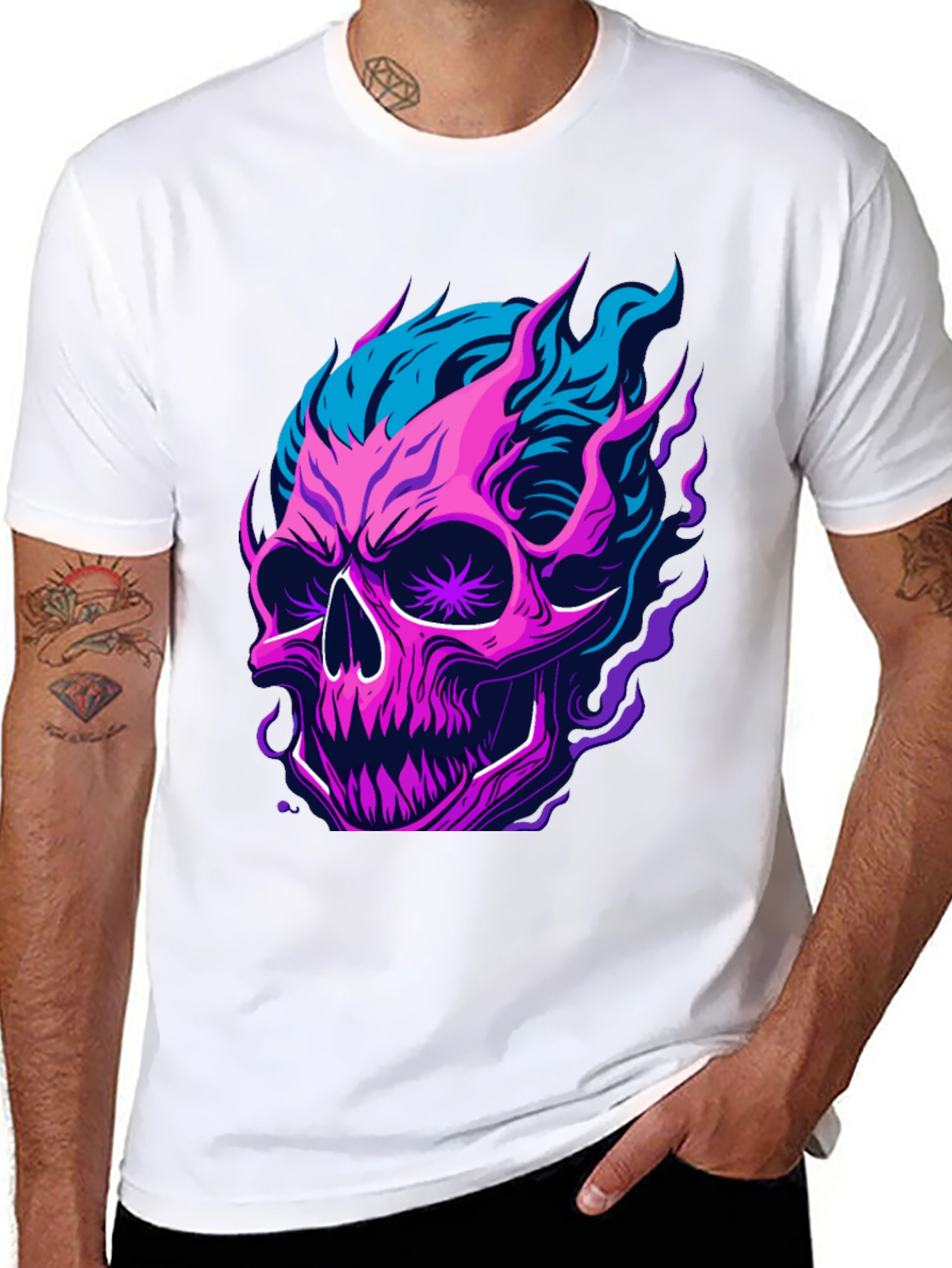 Flaming Skull Graphic T-Shirt - Bold & Edgy Design