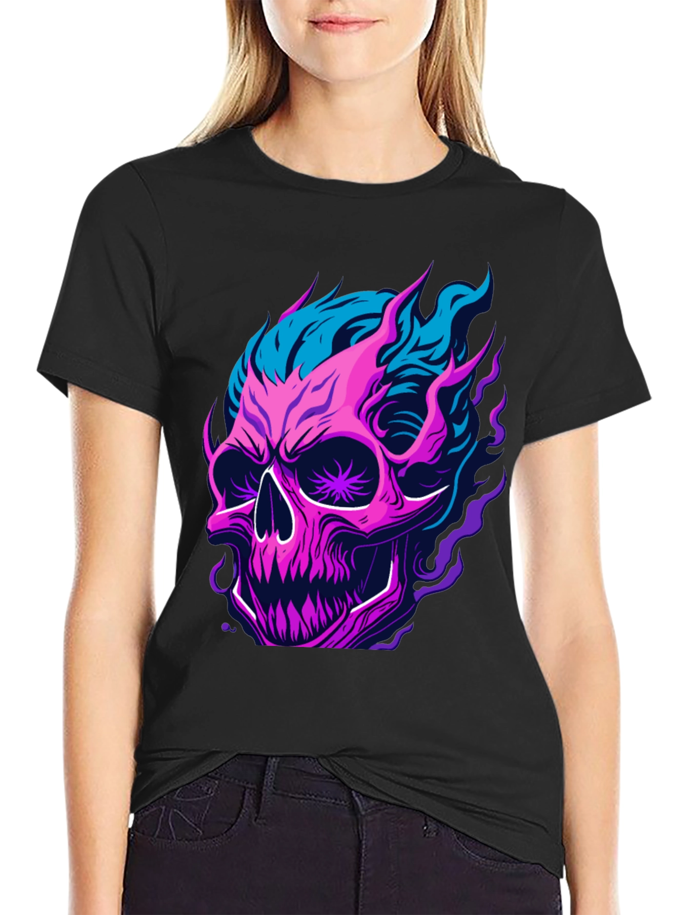 Flaming Skull Graphic T-Shirt - Bold & Edgy Design