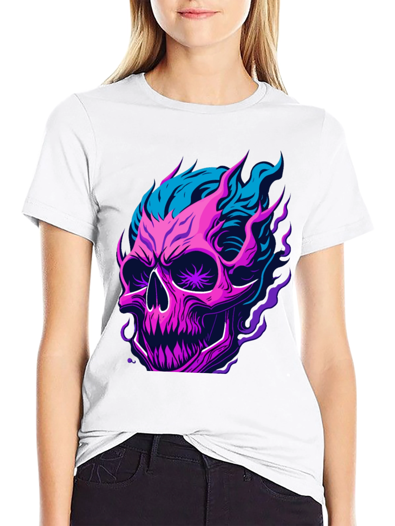 Flaming Skull Graphic T-Shirt - Bold & Edgy Design