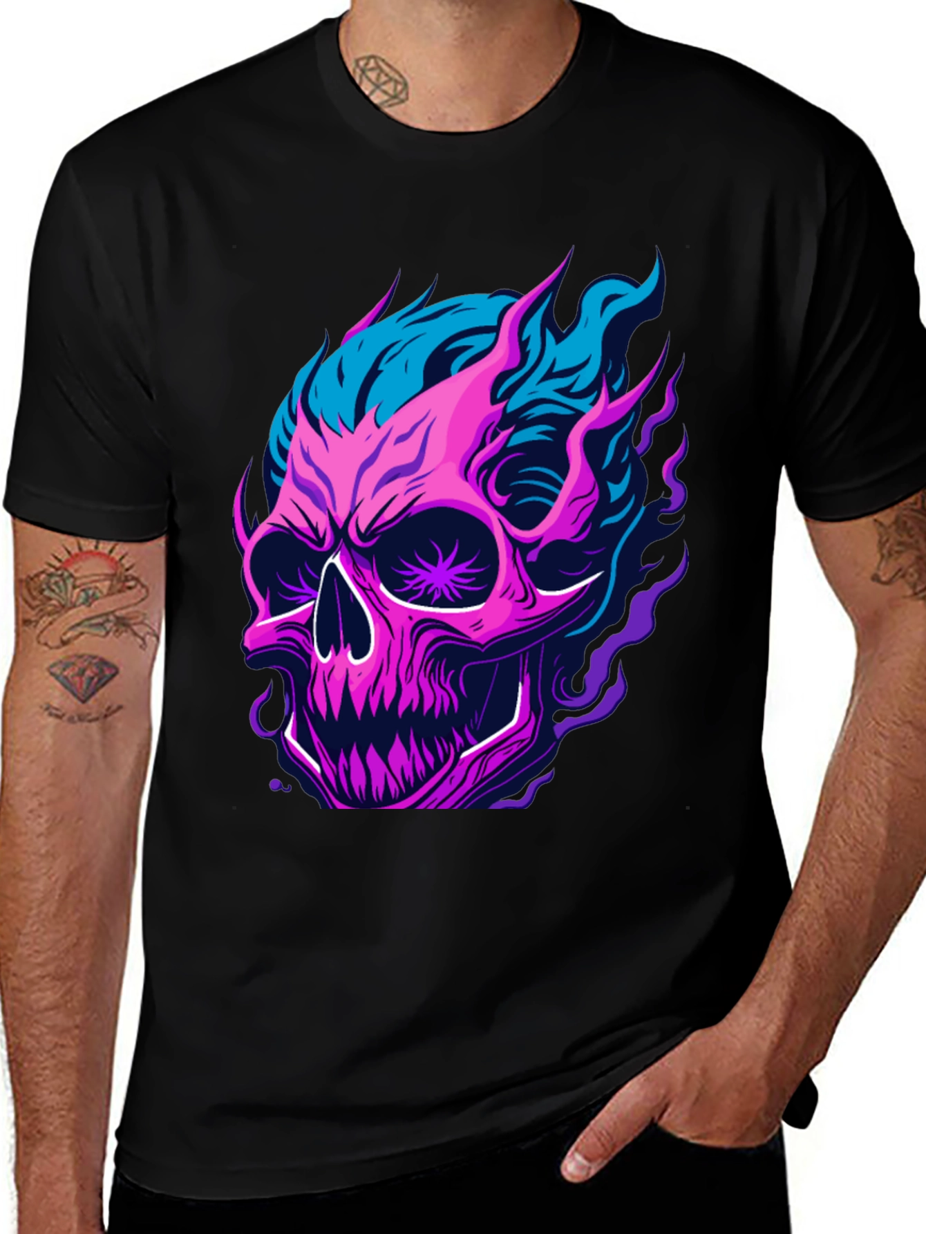 Flaming Skull Graphic T-Shirt - Bold & Edgy Design