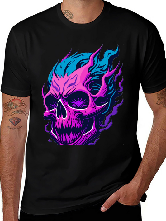 Flaming Skull Graphic T-Shirt - Bold & Edgy Design