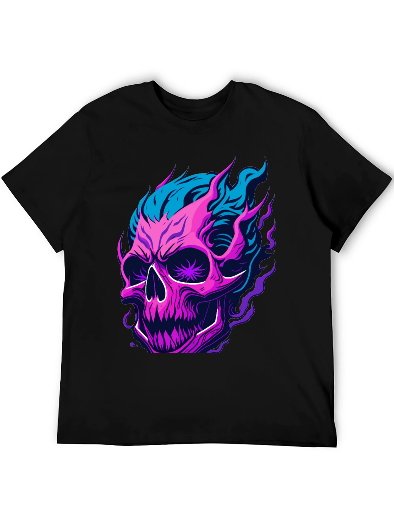 Flaming Skull Graphic T-Shirt - Bold & Edgy Design