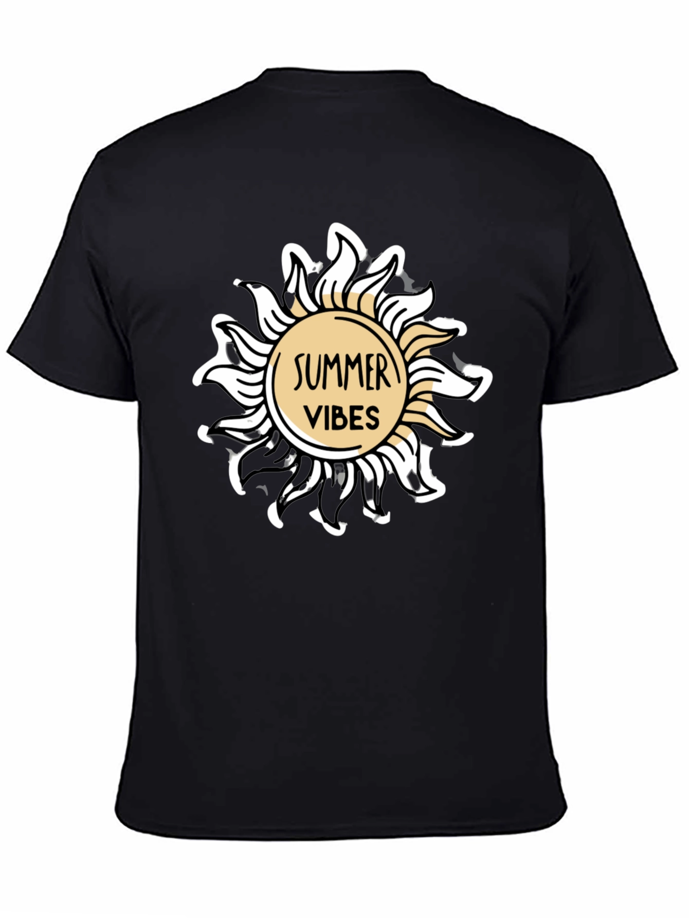 Summer Vibes Graphic Tee - Black Cotton T-Shirt