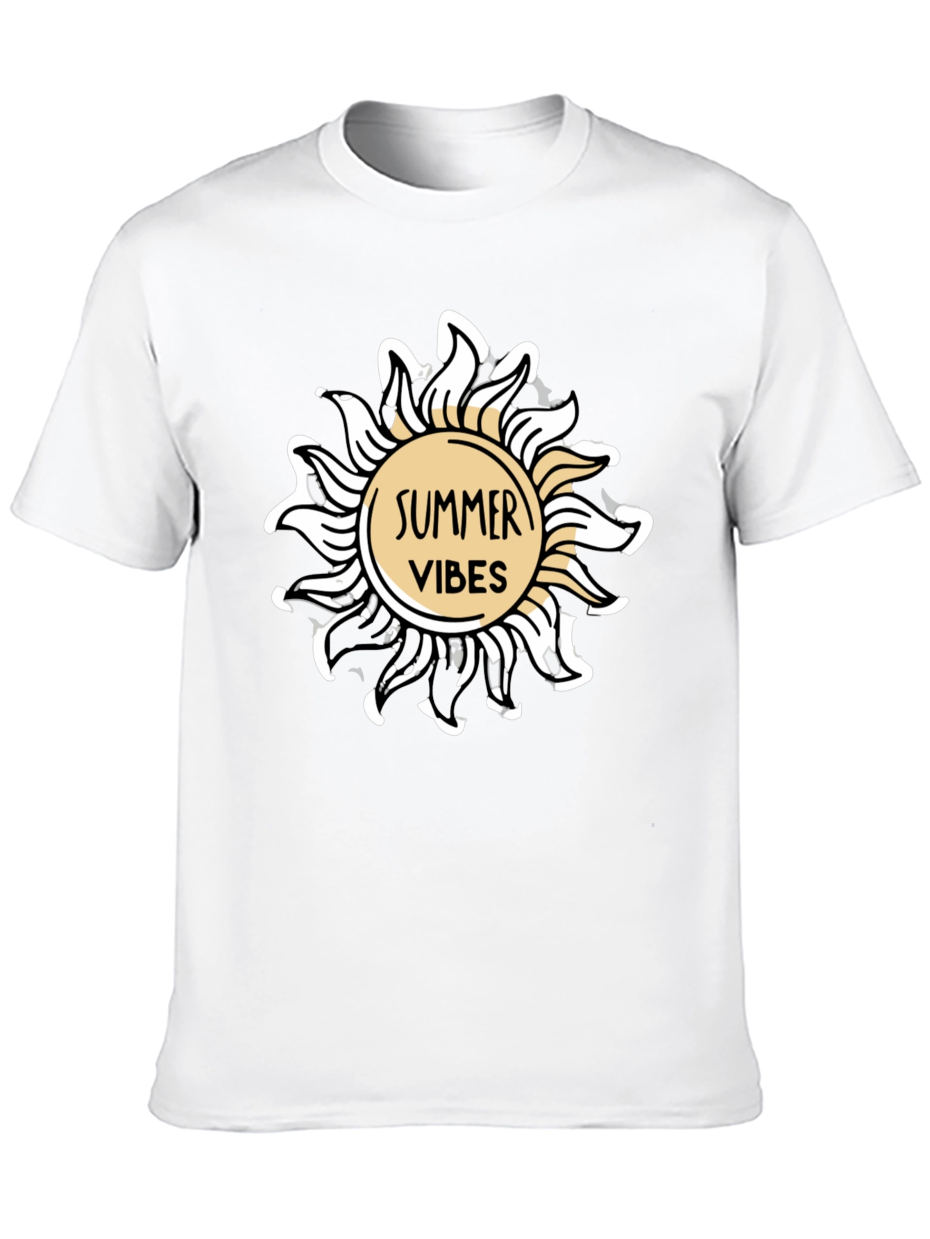 Summer Vibes Graphic Tee - Black Cotton T-Shirt